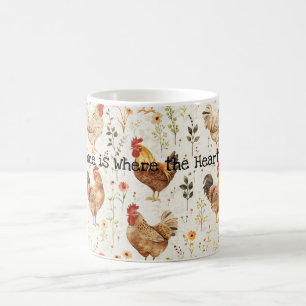 Farm Roosters Floral Home Heart Coffee Mug
