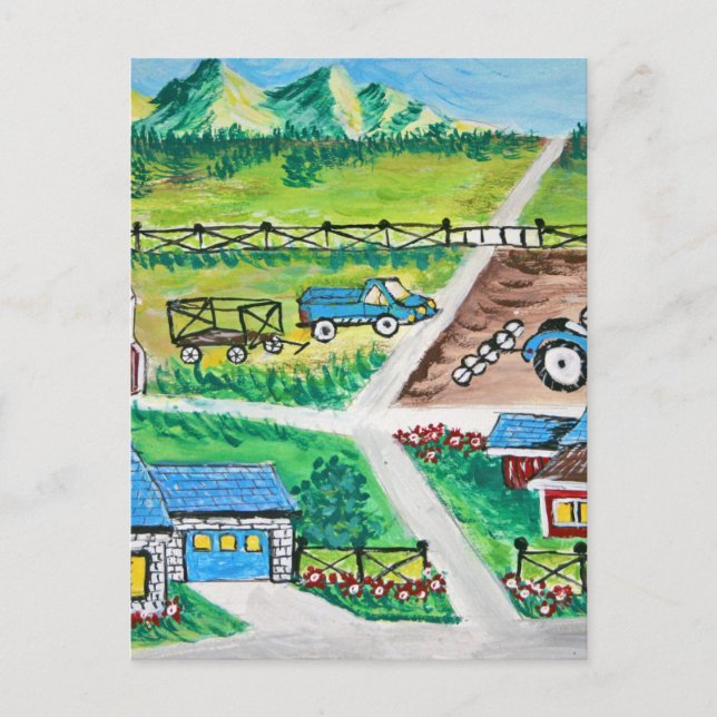 Farm scene art postcard (Front)