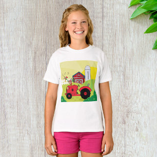 Farm Scene with Singing Rooster on Tractor  T-Shirt