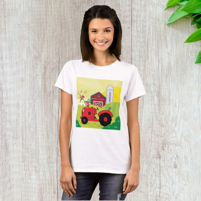 Farm Scene with Singing Rooster on Tractor  T-Shirt (Creator Uploaded)