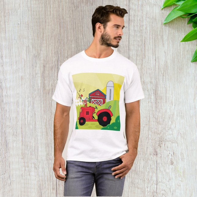 Farm Scene with Singing Rooster on Tractor  T-Shirt (Creator Uploaded)