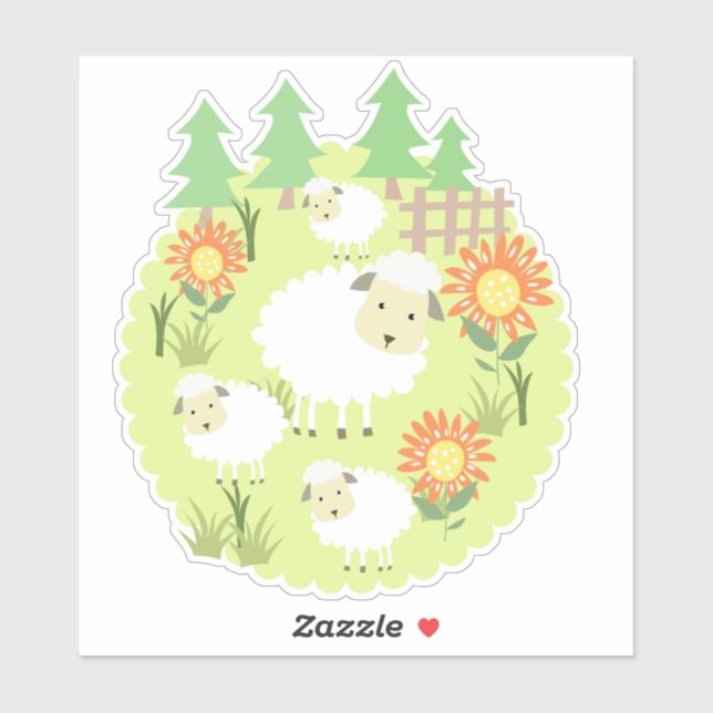 Farm Sheep Custom-Cut Vinyl Sticker (Sheet)