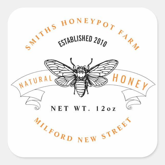 Farm shop honey jar label small business (Front)
