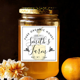 Farm shop honey jar label small business