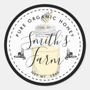 Farm shop honey jar label small business