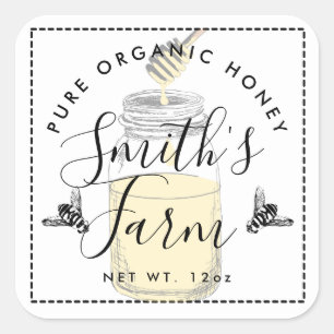 Farm shop honey jar label small business