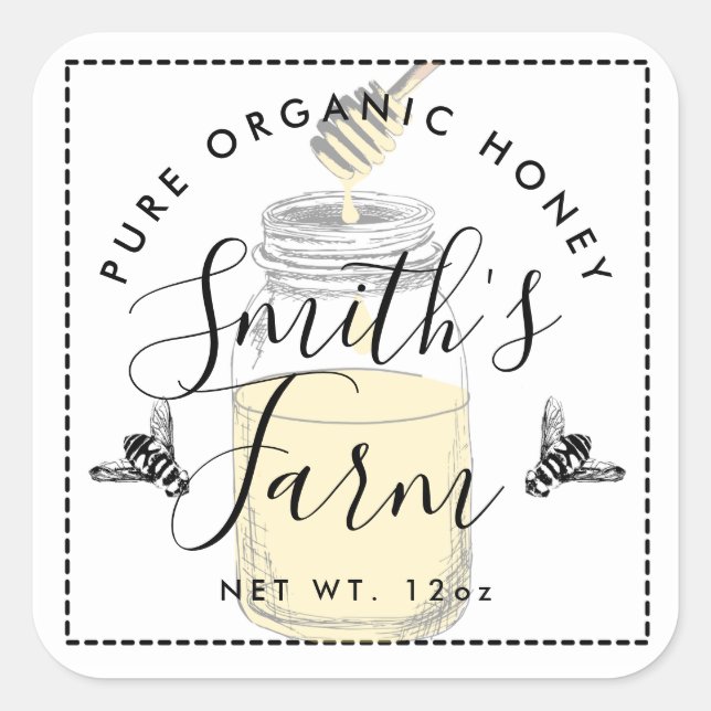 Farm shop honey jar label small business (Front)