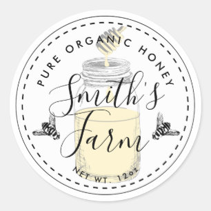 Farm shop honey jar label small business