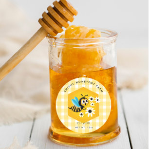 Farm shop honey jar label small business cartoon