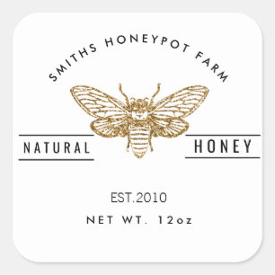 Farm shop honey jar label small business white
