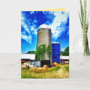 Farm silos & hay bales in Davisburg, MI Card