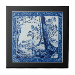 Farm Steps, Cornwall Cobalt Blue Ceramic Art Tile