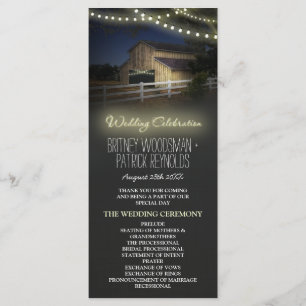 Farm String Lights Rustic Barn Wedding Programs Programme