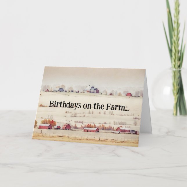Farm Style Birthday Barns Card (Front)