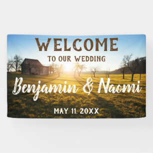 Farm Sunset Wedding Welcome Banner