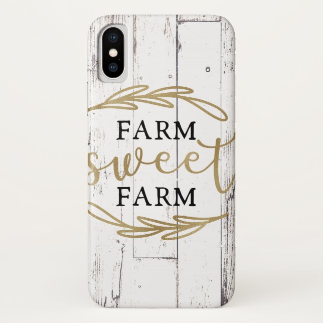 Farm Sweet Farm White Wood Country Farmhouse Case-Mate iPhone Case (Back)