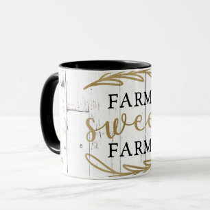 Farm Sweet Farm White Wood Country Farmhouse Mug