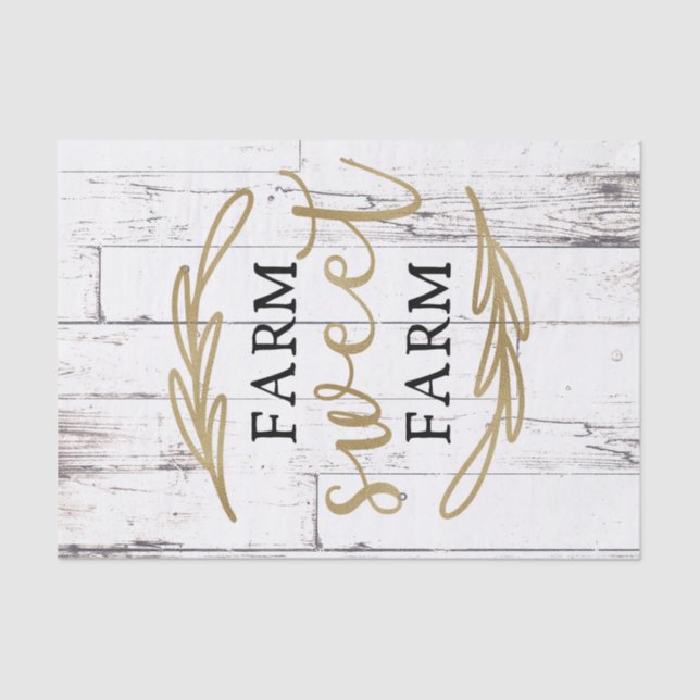 Farm Sweet Farm White Wood Country Farmhouse Tissue Paper (Front)