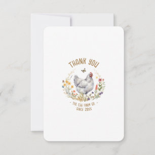 Farm Thank You Card Personalised Watercolor Hen