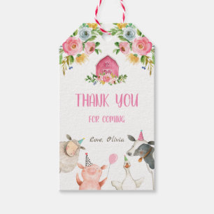 Farm Thank You Favour Barnyard Party Animal Girl Gift Tags