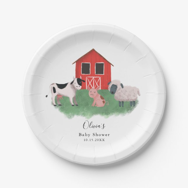 Farm Theme Baby Shower Paper Plate (Front)