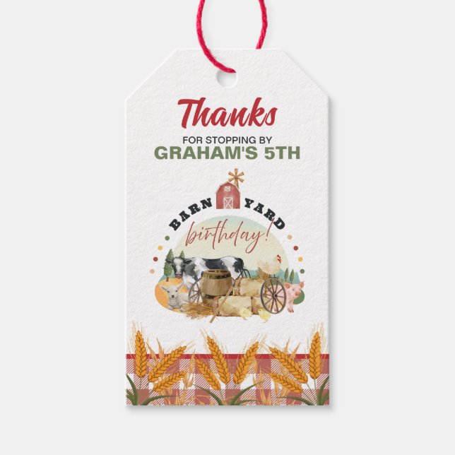 Farm Theme Birthday Favor Tags (Front)