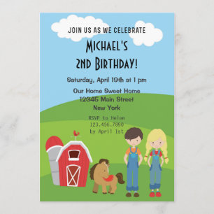 Farm Theme Birthday Party Invitation