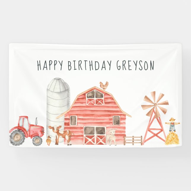 Farm Theme Birthday Party Welcome Banner (Horizontal)