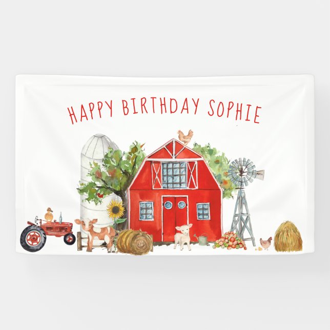 Farm Theme Birthday Party Welcome Banner (Horizontal)