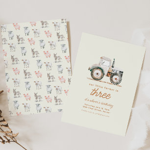 Farm Theme Birthday Party with Animals Invitation