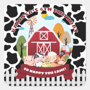 Farm Theme Birthday  Square Sticker