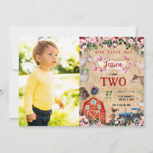 Farm Theme girl Birthday Party Invitation