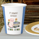 Farm Theme Pig Oink Oink Kids Birthday Party Paper Cups<br><div class="desc">Kids birthday party napkins with a farm animal theme. Inspired by the Old Macdonald nursery rhyme in the land of farming where the cows moo, the chicks cluck and the pigs oink! Easy to personalise and change the colours if you want to create your own mix and match theme. Browse...</div>