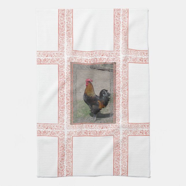 Farm Theme Rooster Dish Towel (Vertical)