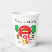 Farm Themed Birthday Party Paper Cups
