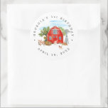 Farm Themed Birthday Party Thank You Favour Classic Round Sticker<br><div class="desc">Thank you stickers offer a unique and fun way to thank your party goers for coming and joining in the fun. Affix to goodie bags or any other treat! So perfect for your baby shower, birthday or other party celebrations. Add your custom wording to this design by using the "Edit...</div>
