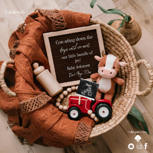farm themed woven basket pregnancy announcement