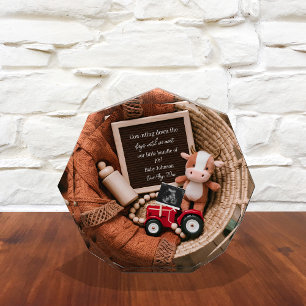 farm themed woven basket pregnancy announcement photo block
