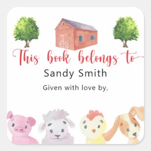 Farm - this book belongs to square sticker