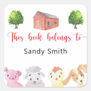Farm - this book belongs to square sticker
