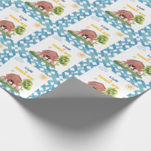 Farm Three I-E-I-O 3rd Birthday  Wrapping Paper