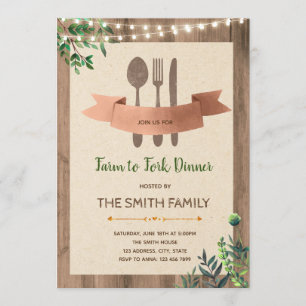 Farm to fork dinner party invitation