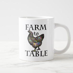 Farm To Table Colourful Chicken Large Coffee Mug