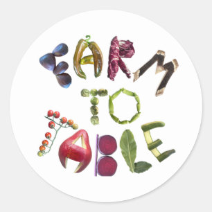 Farm to Table Cute fruit and veggie theme Classic Round Sticker