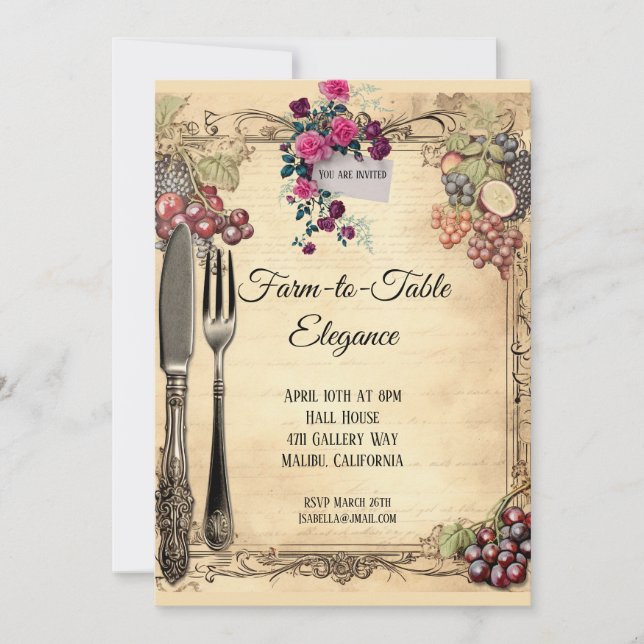 Farm to Table Dinner Invitation (Front)