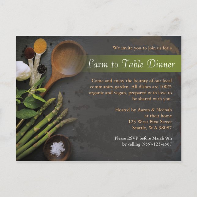 Farm to Table Dinner Invitation Postcard (Front)