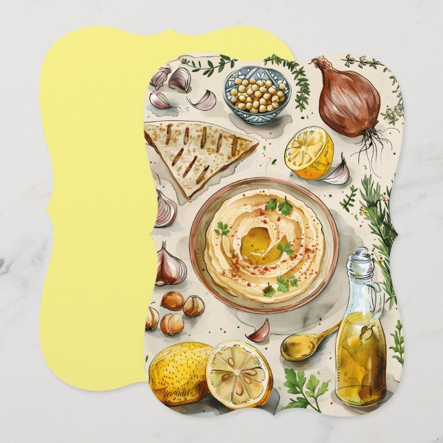 Farm to Table Hummus Recipe: Arabic Organic Food  Invitation (Front/Back)
