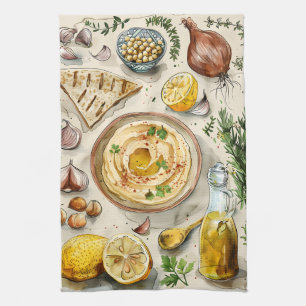 Farm to Table Hummus Recipe: Arabic Organic Food  Tea Towel