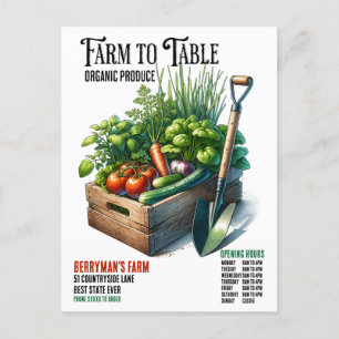 Farm to Table Organic Produce Business PostCard