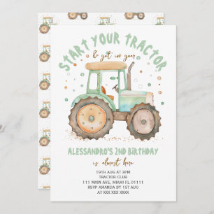 Farm Tractor 2ND Birthday  Invitation